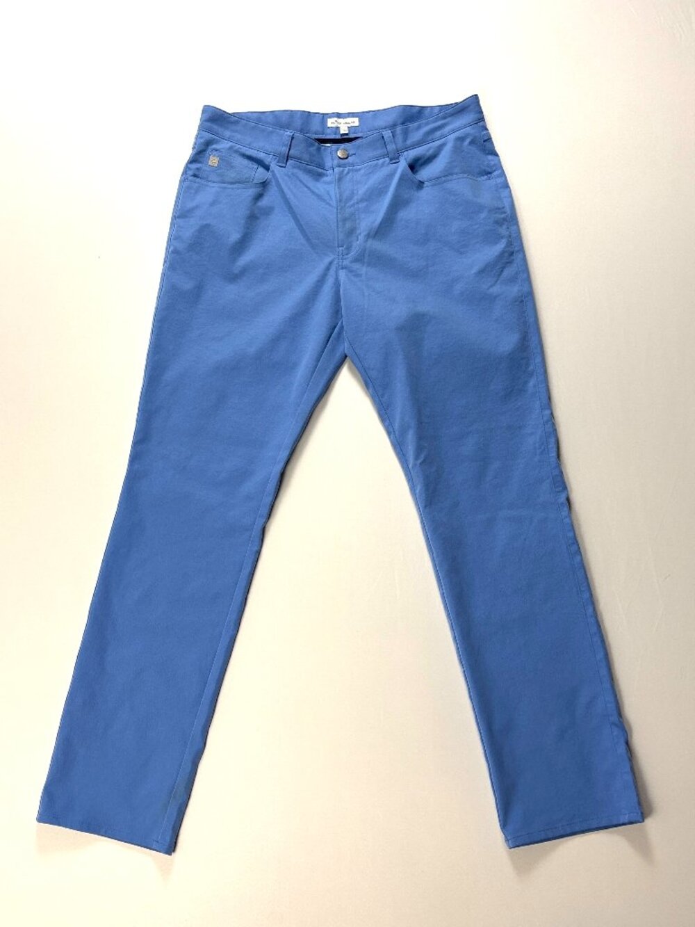 Peter Millar Mens Crown Sport Golf Pants Light Blue Sz 35/32 Flat Front Chinos